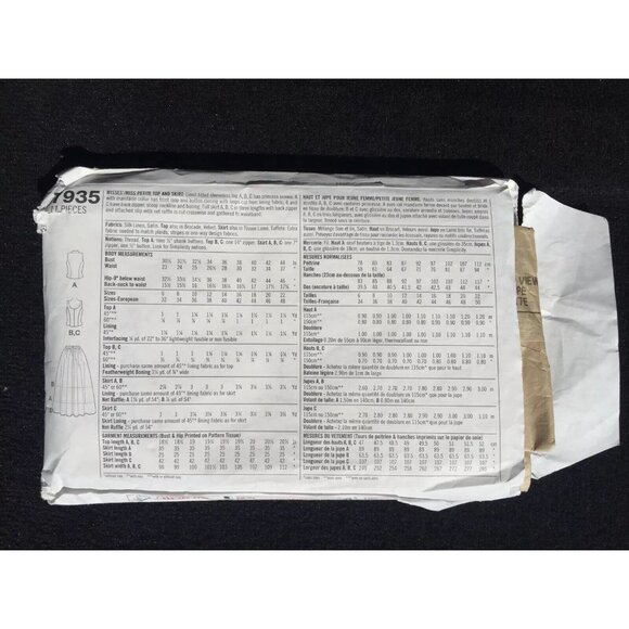 Simplicity Pattern 7935 Women's Size 6 8 10 Jessica McClintock Top Skirt Cut - Picture 6 of 6